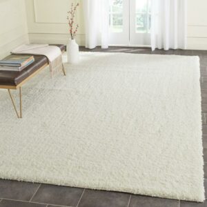 SAFAVIEH Laguna Neven Plush Solid Shag Area Rug, Ivory, 5'3" x 7'6"