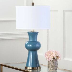 SAFAVIEH Lola 30 in. H Column Ceramic Table Lamp, Blue, Set of 2
