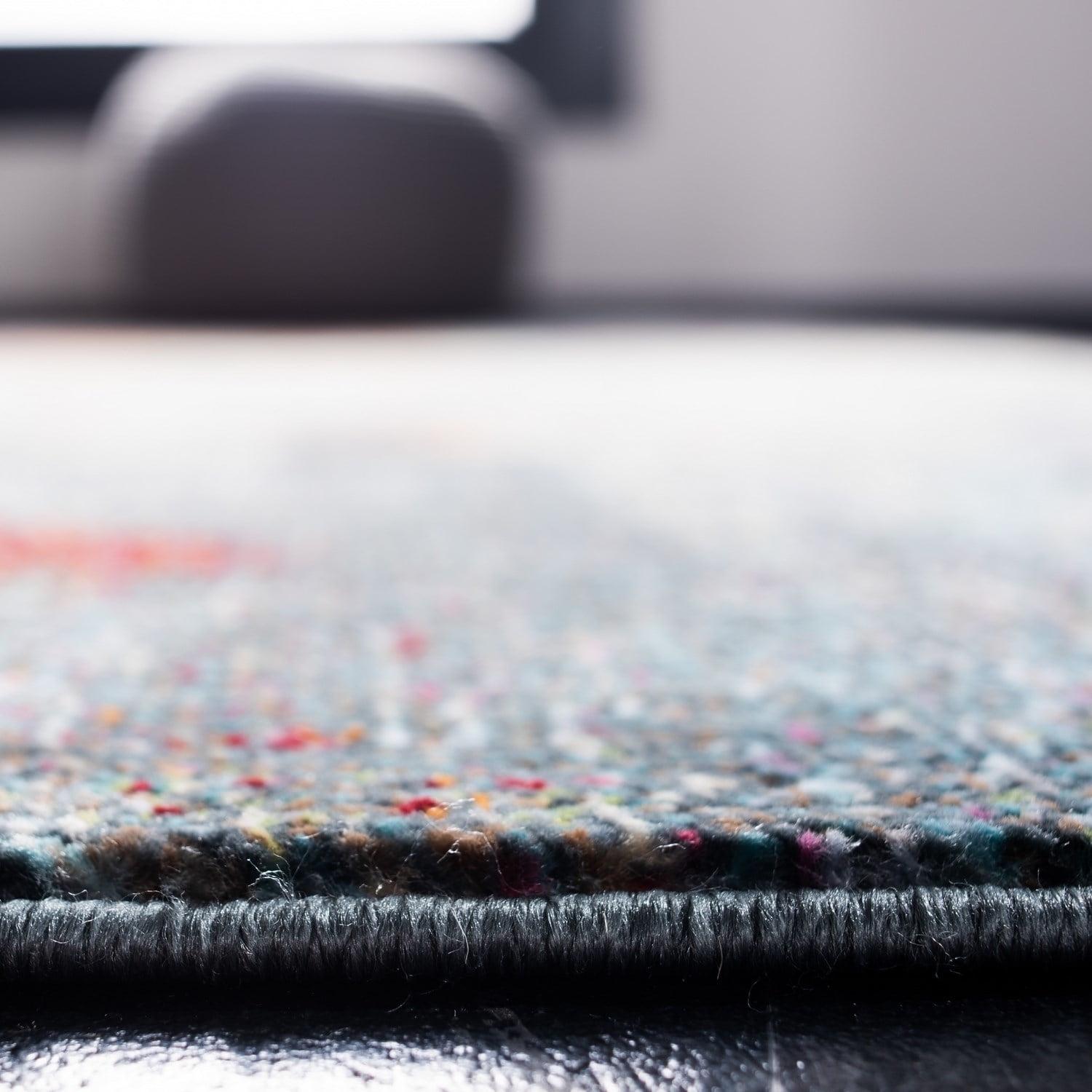 SAFAVIEH Luxor Jerri Abstract Distressed Area Rug, Ivory/Blue, 5'3" x 7'7" - Image 7