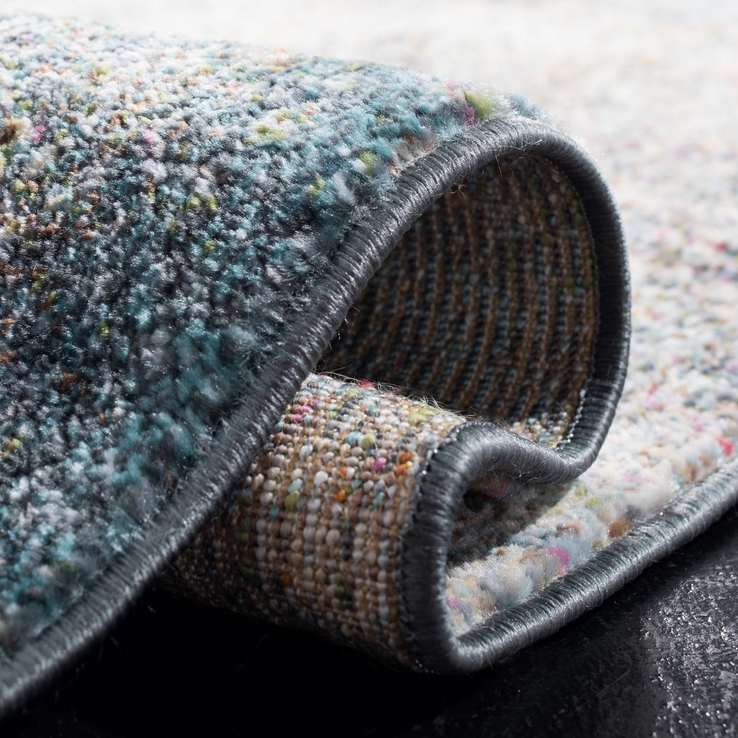 SAFAVIEH Luxor Jerri Abstract Distressed Area Rug, Ivory/Blue, 5'3" x 7'7" - Image 10