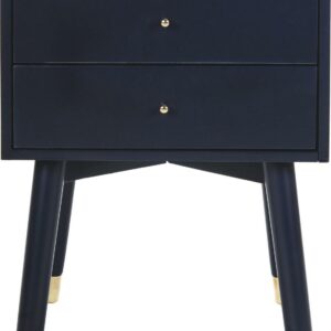 SAFAVIEH Lyla Mid-Century Retro Gold Cap Nightstand Navy / Gold