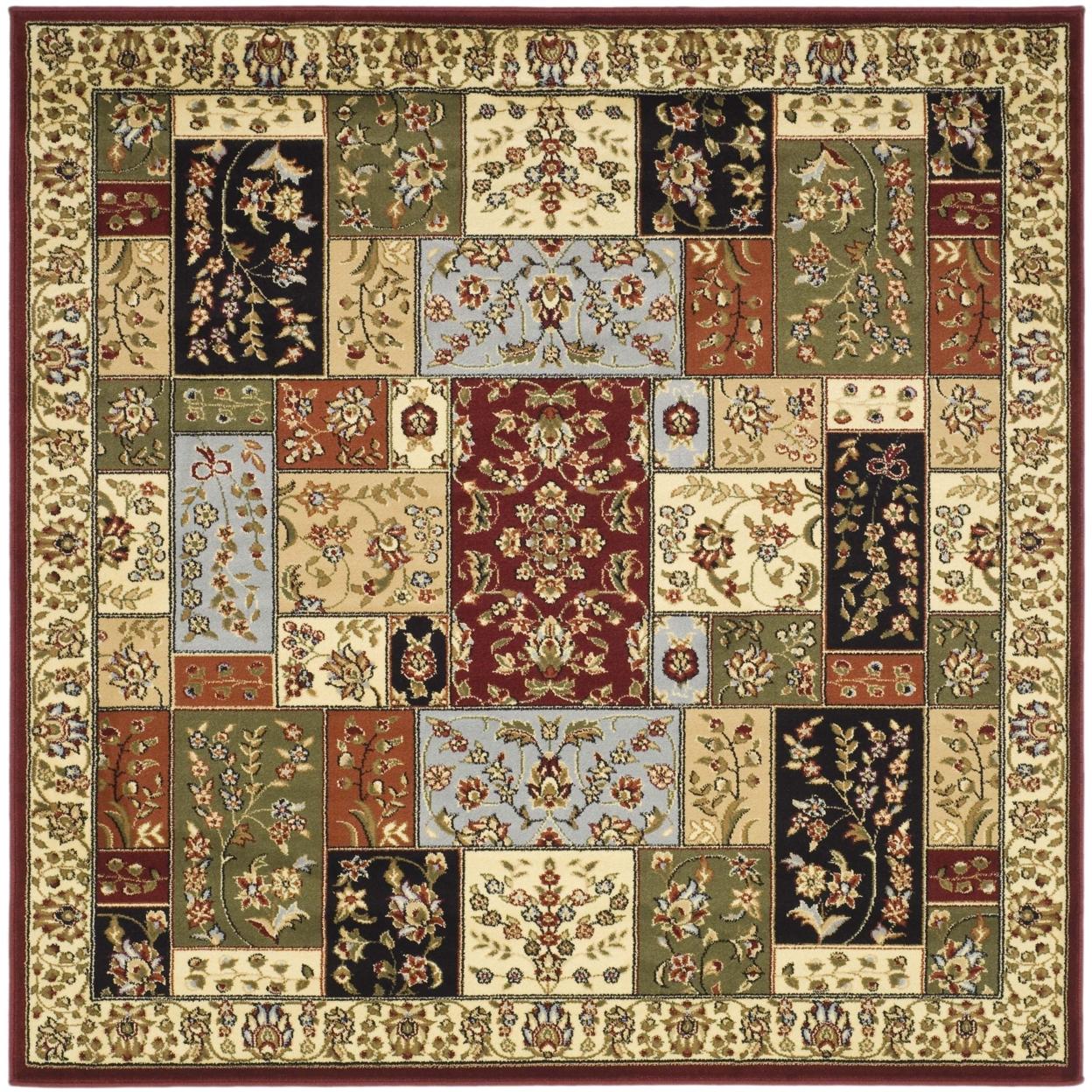 SAFAVIEH Lyndhurst Edith Traditional Floral Area Rug, Multi/Ivory, 6' x 6' Square - Image 3