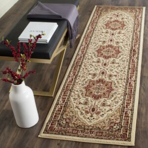 SAFAVIEH Lyndhurst Miranda Traditional Bordered Runner Rug, Ivory/Red, 2'3" x 12'