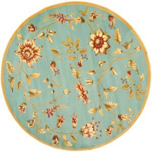 SAFAVIEH Lyndhurst Milo Floral Border Area Rug, Blue/Multi, 5'3" x 5'3" Round