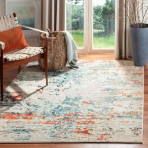 SAFAVIEH Madison Brooke Vintage Abstract Area Rug, Cream/Orange, 5'3" x 7'6"