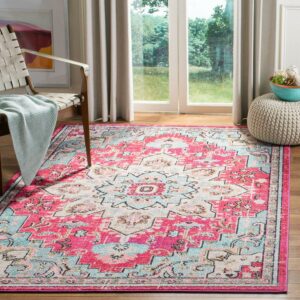 SAFAVIEH Madison Dalia Oriental Area Rug, Fuchsia/Blue, 5'3" x 7'6"