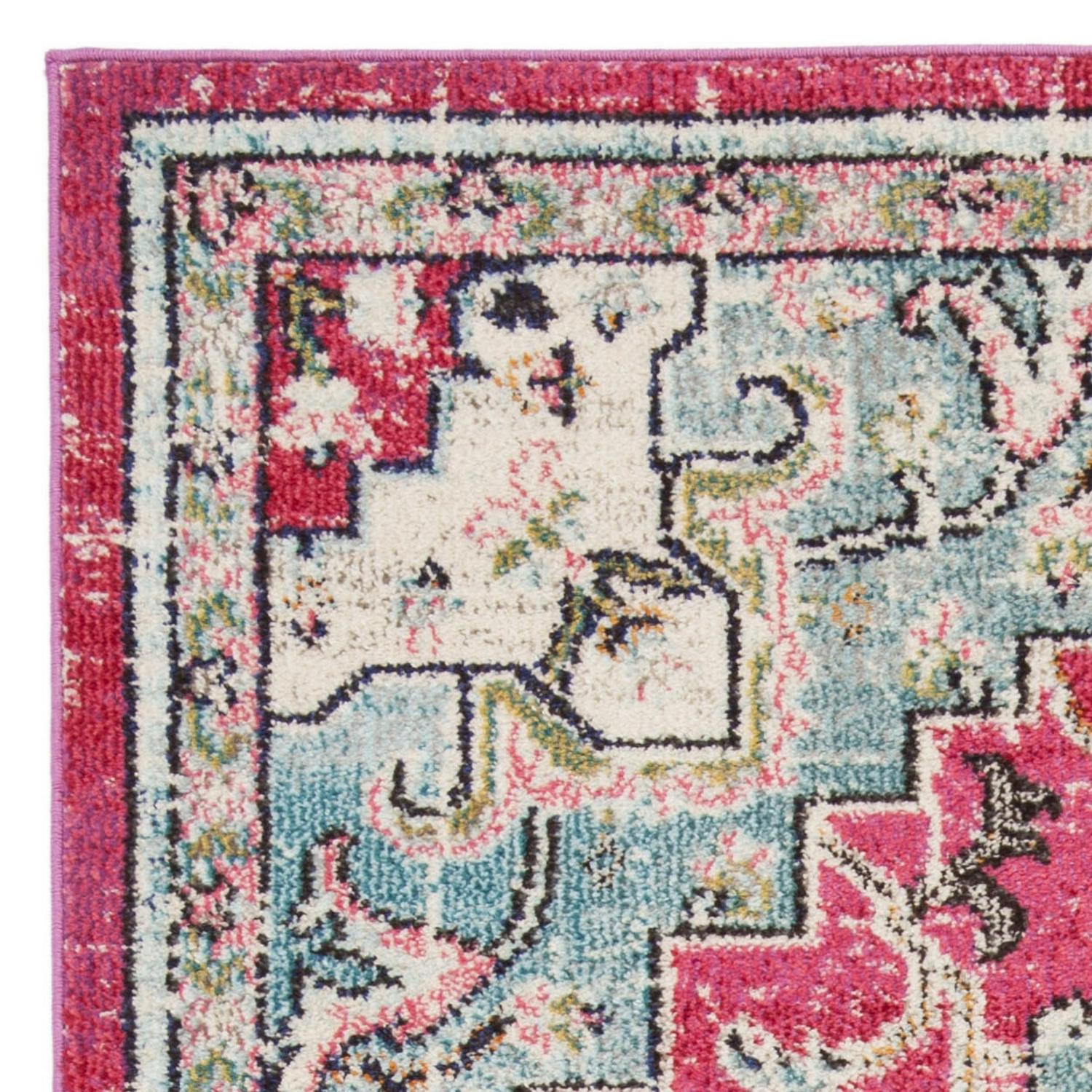 SAFAVIEH Madison Dalia Oriental Area Rug, Fuchsia/Blue, 5'3" x 7'6" - Image 7