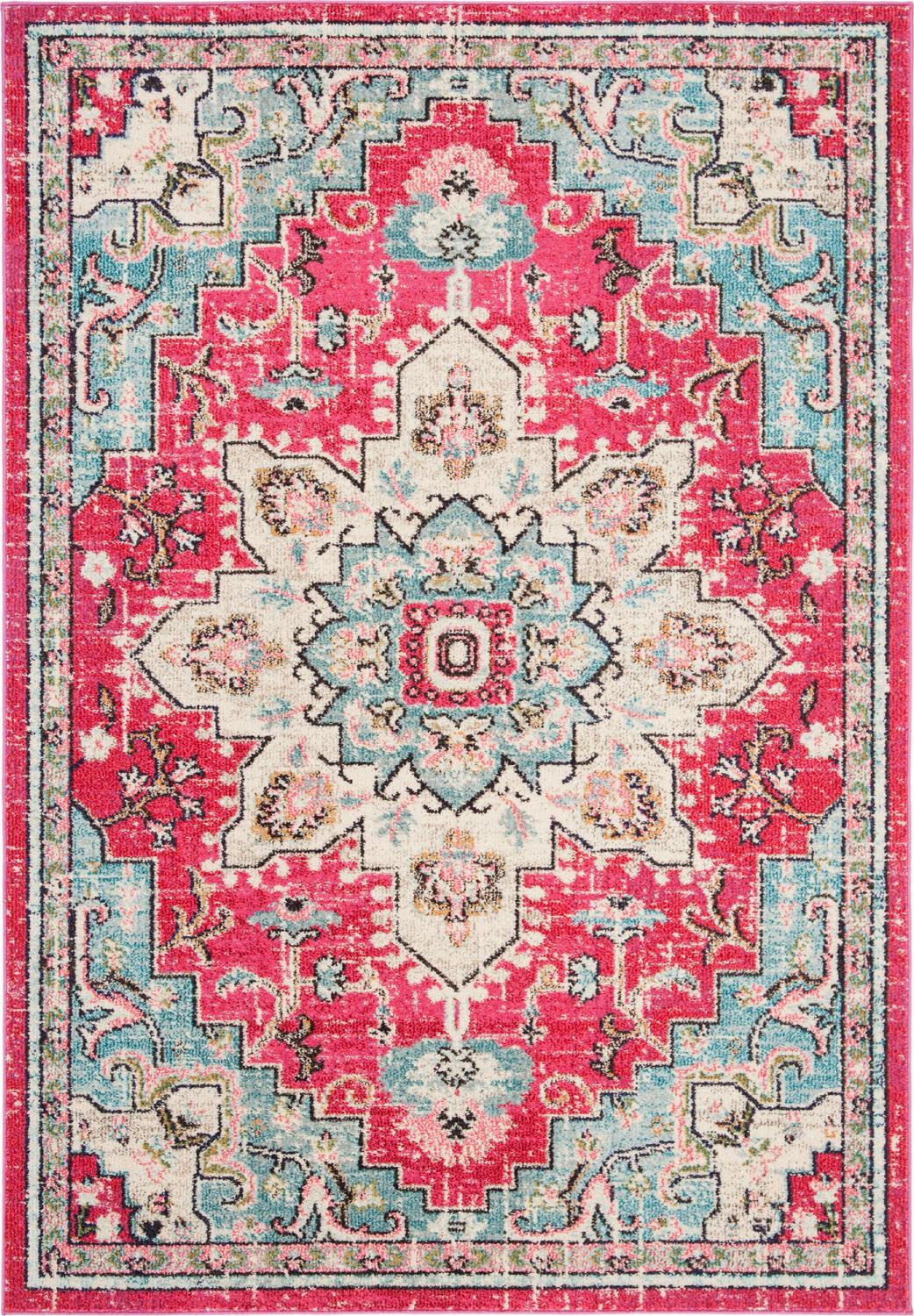 SAFAVIEH Madison Dalia Oriental Area Rug, Fuchsia/Blue, 5'3" x 7'6" - Image 2