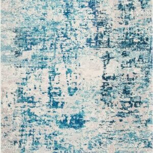 SAFAVIEH Madison Flowers Vintage Abstract Area Rug, Ivory/Turquoise, 8' x 10'