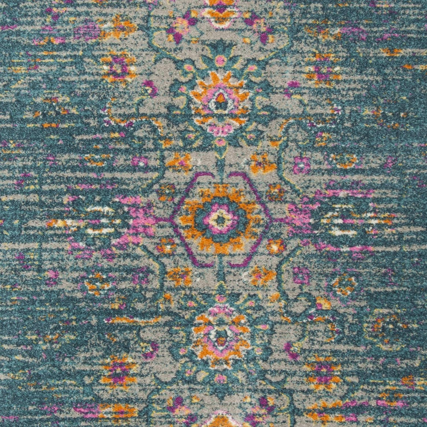 SAFAVIEH Madison Gabriel Traditional Area Rug, Blue/Fuchsia, 5'1" x 7'6" - Image 6