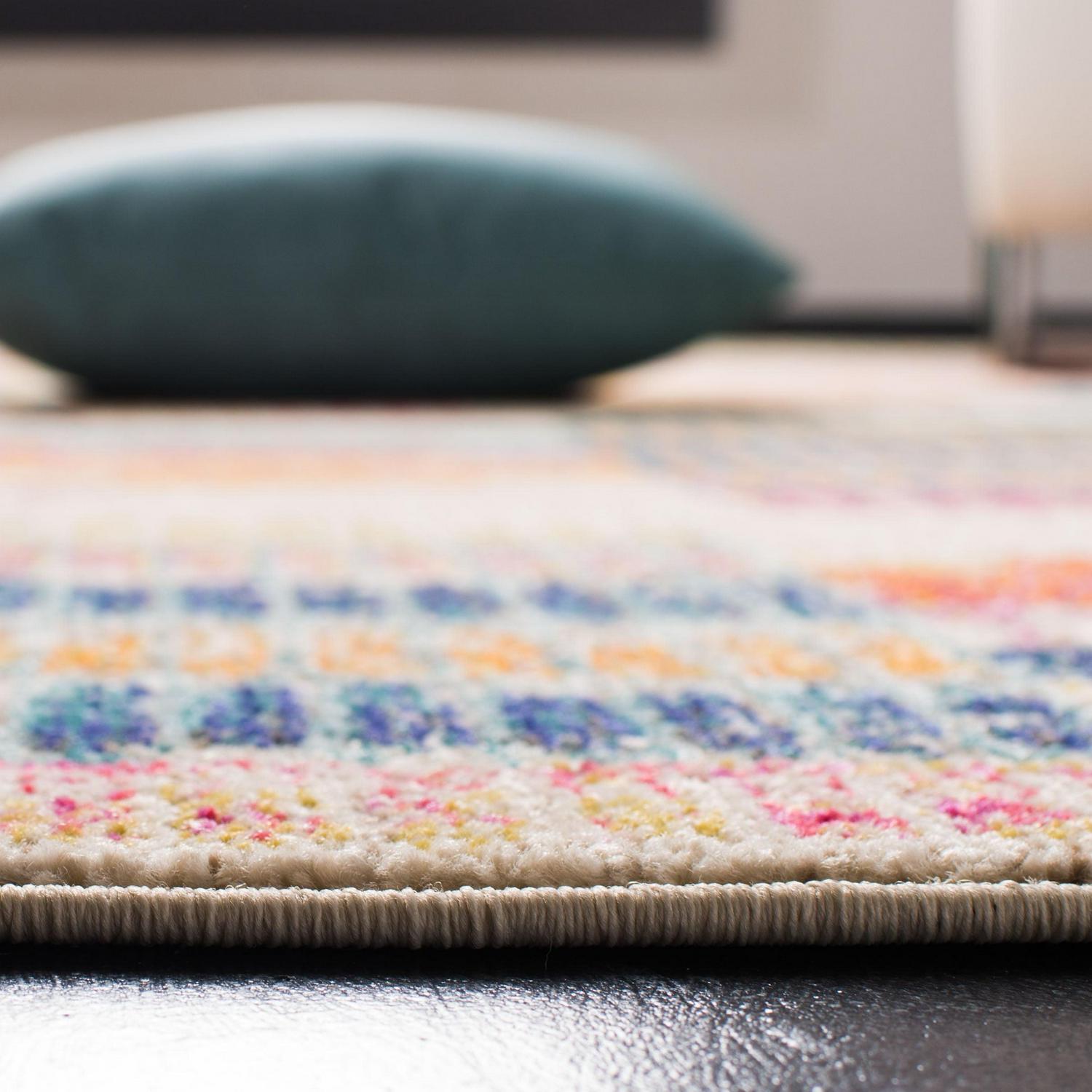 SAFAVIEH Madison Jytte Abstract Area Rug, Ivory/Multi, 5'3" x 7'6" - Image 4