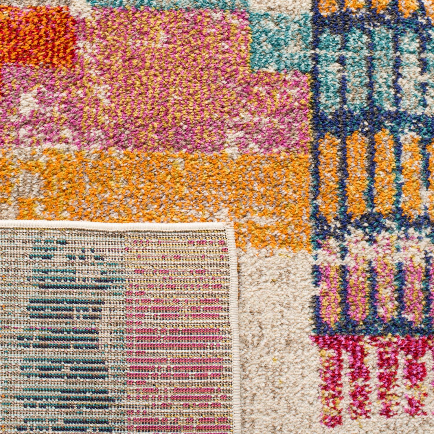 SAFAVIEH Madison Jytte Abstract Area Rug, Ivory/Multi, 5'3" x 7'6" - Image 6