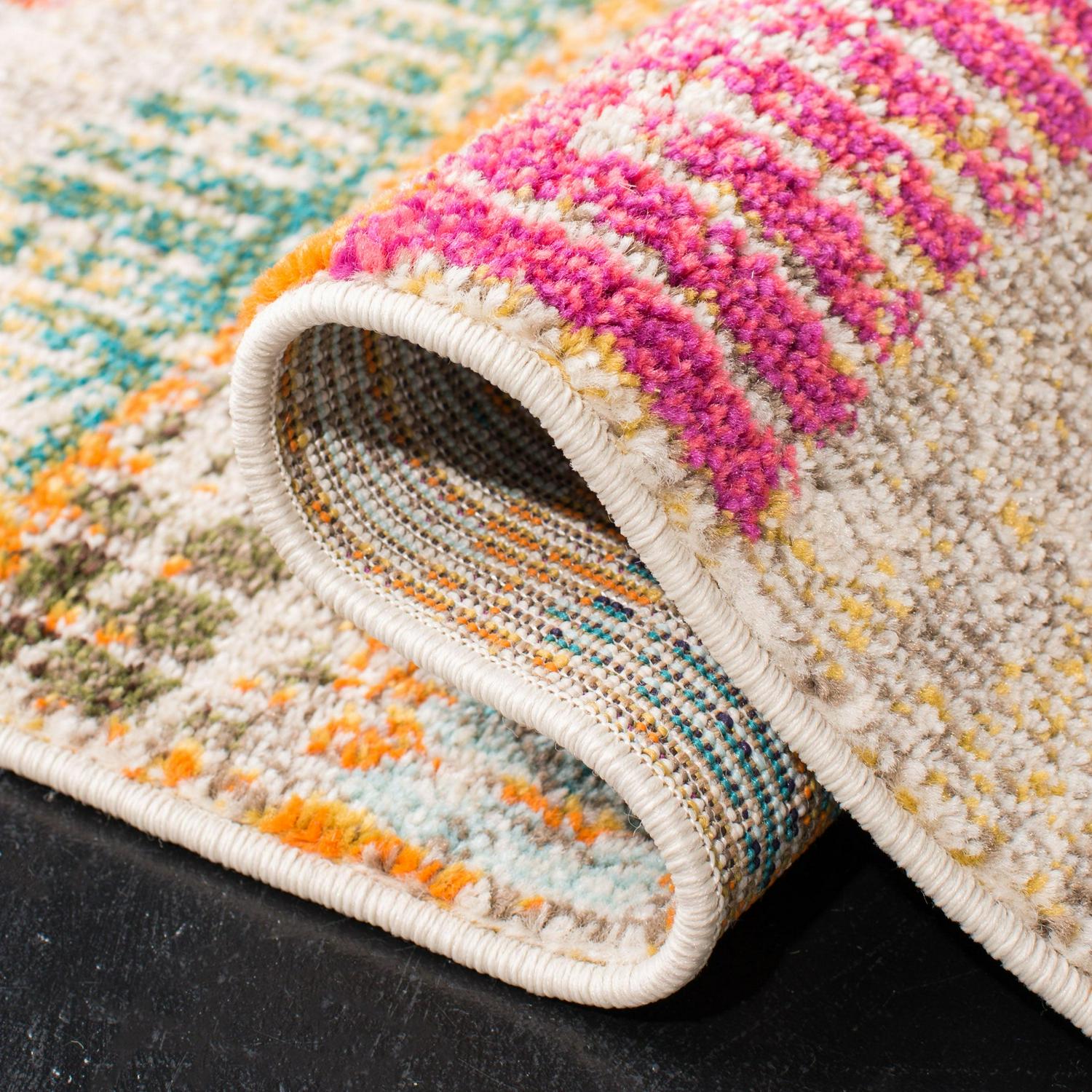 SAFAVIEH Madison Jytte Abstract Area Rug, Ivory/Multi, 5'3" x 7'6" - Image 5