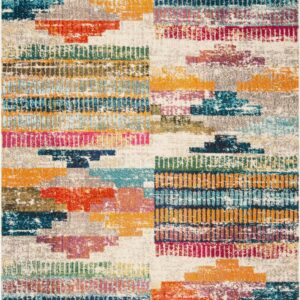 SAFAVIEH Madison Jytte Abstract Area Rug, Ivory/Multi, 5'3" x 7'6"