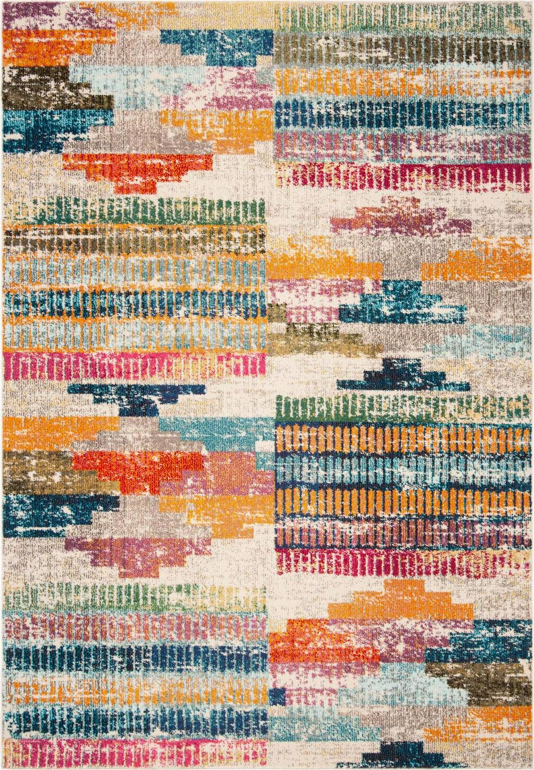 SAFAVIEH Madison Jytte Abstract Area Rug, Ivory/Multi, 5'3" x 7'6"