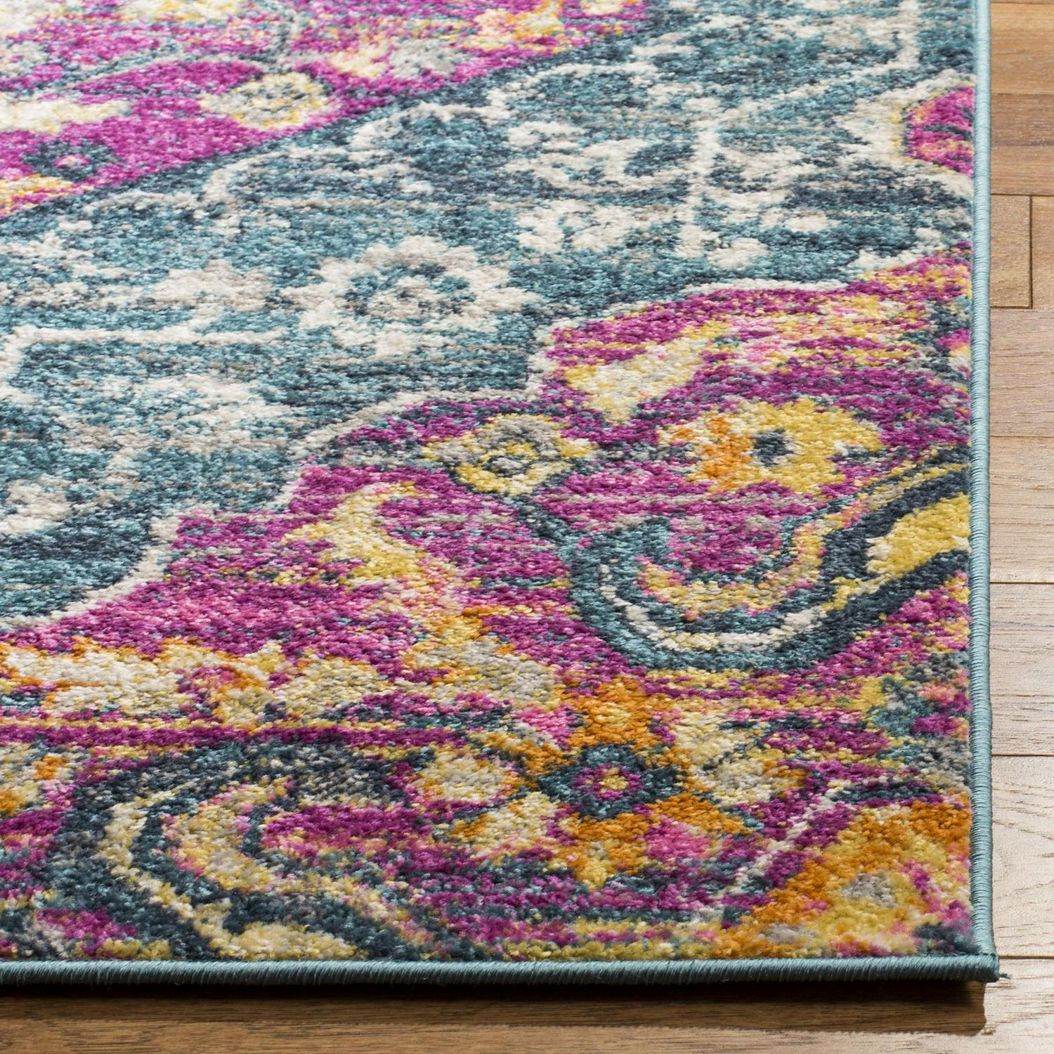 SAFAVIEH Madison Karissa Floral Area Rug, Blue/Fuchsia, 5'1" x 7'6" - Image 3