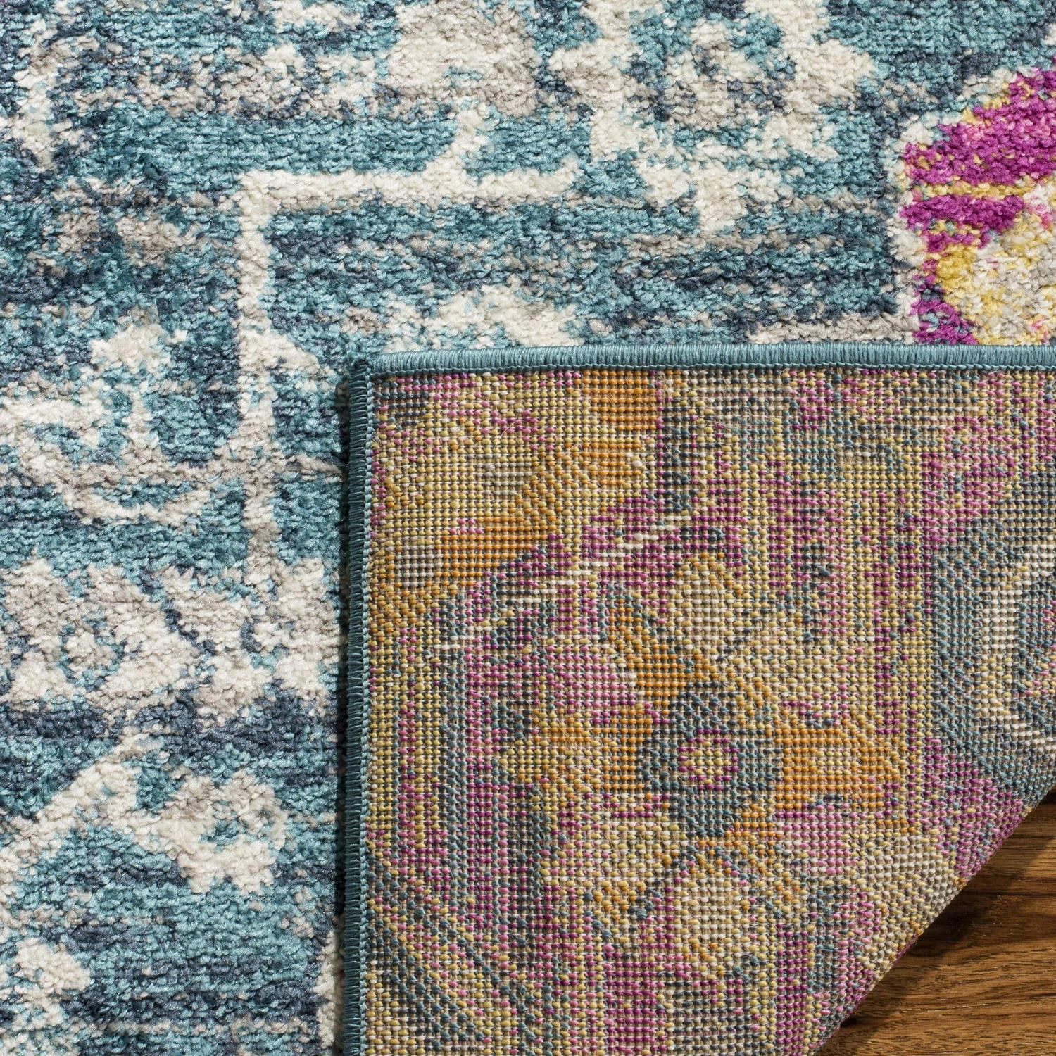 SAFAVIEH Madison Karissa Floral Area Rug, Blue/Fuchsia, 5'1" x 7'6" - Image 4