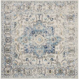 SAFAVIEH Madison Katina Traditional Area Rug, Turquoise/Ivory, 6'7" x 6'7" Square