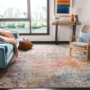 SAFAVIEH Madison Kebo Abstract Area Rug, Grey/Pink, 5'3" x 7'6"