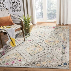 SAFAVIEH Madison Lanford Vintage Geometric Area Rug, Grey/Yellow, 5'3" x 7'6"