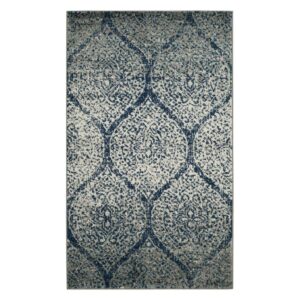 SAFAVIEH Madison Leighton Geometric Area Rug, Navy/Silver, 6'7" x 9'2"