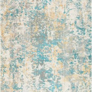 SAFAVIEH Madison Nita Vintage Floral Area Rug, Teal/Gold, 6' x 9'
