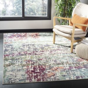 SAFAVIEH Madison Roswell Abstract Area Rug, Blue/Green, 5'3" x 7'6"