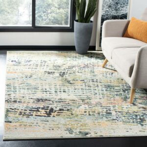 SAFAVIEH Madison Xanthia Vintage Abstract Area Rug, Beige/Navy, 5'3" x 7'6"