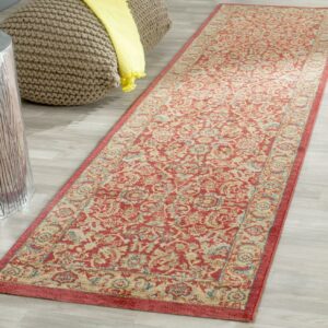 SAFAVIEH Mahal Gorgi Oriental Runner Rug, Red/Natural, 2'2" x 10'