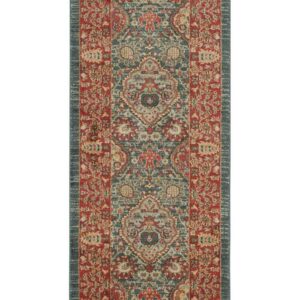 SAFAVIEH Mahal Napier Oriental Runner Rug, Navy/Red, 2'2" x 10'