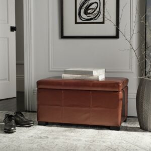 SAFAVIEH Maiden Tufted Storage Bench Sm Red