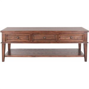 SAFAVIEH Manelin Rustic Coffee Table with 3 Storage Drawers, Sepia