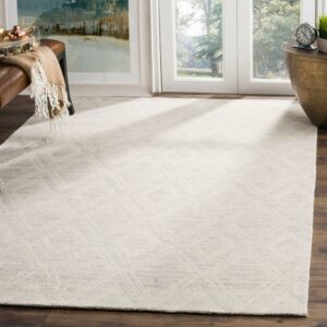 SAFAVIEH Marbella Alicia Geometric Diamonds Wool Area Rug, Silver/Ivory, 3' x 5'