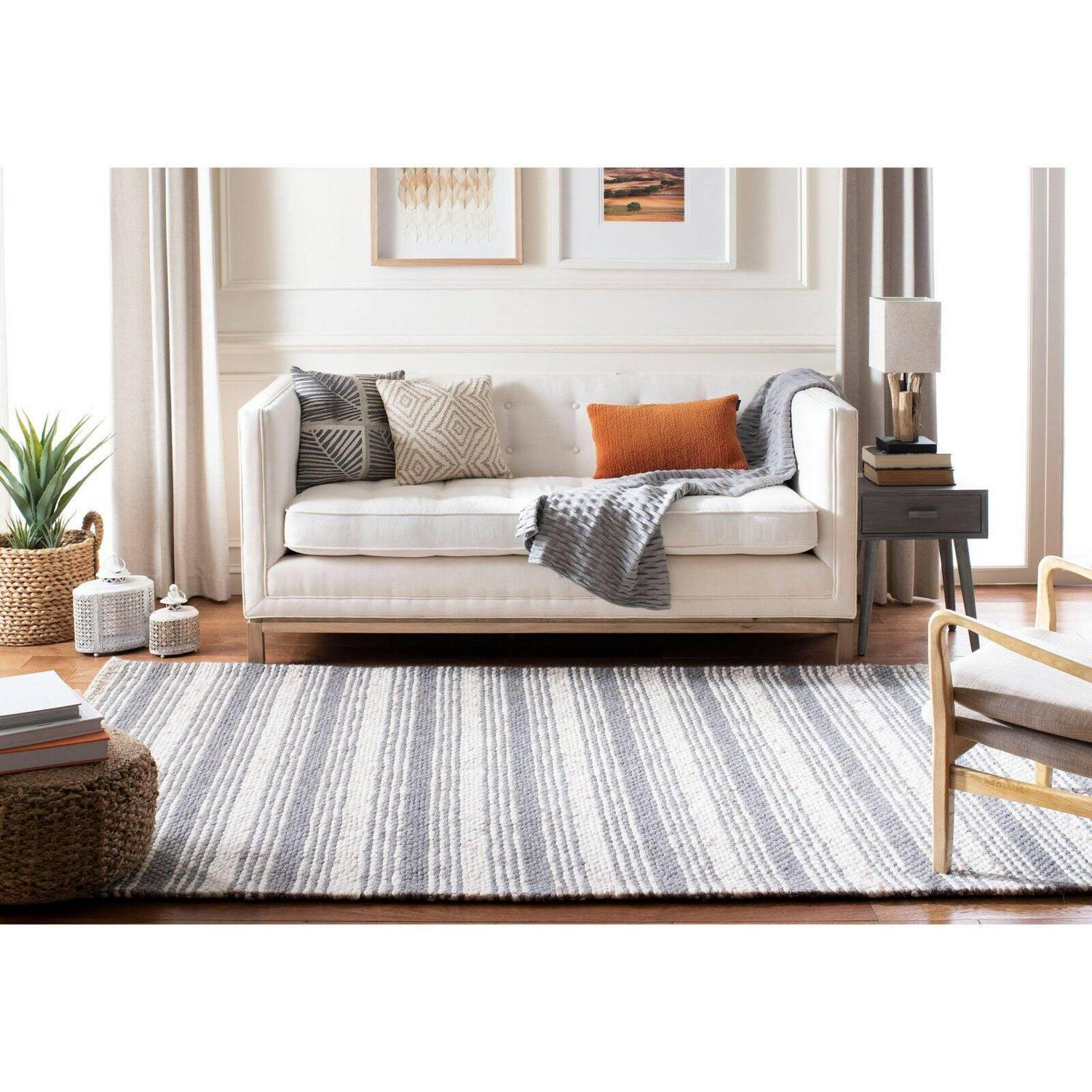 SAFAVIEH Marbella Christabella Striped Area Rug, Grey/Chocolate, 8' x 10' - Image 8
