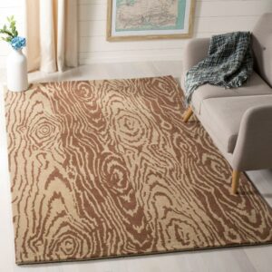 SAFAVIEH Martha Stewart Layered Faux Bois Woodworks Wool Area Rug, Sequoia, 5' x 8'