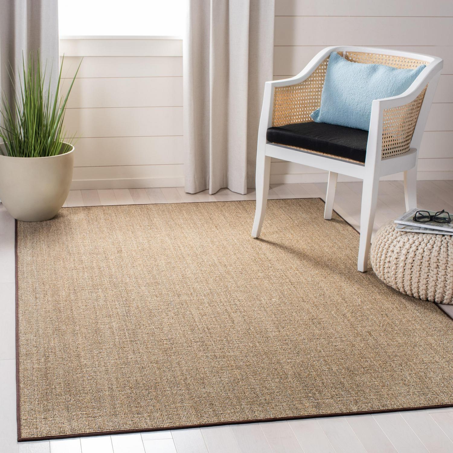 SAFAVIEH Martha Stewart Maximillian Solid Area Rug, Light Brown, 5' x 7'