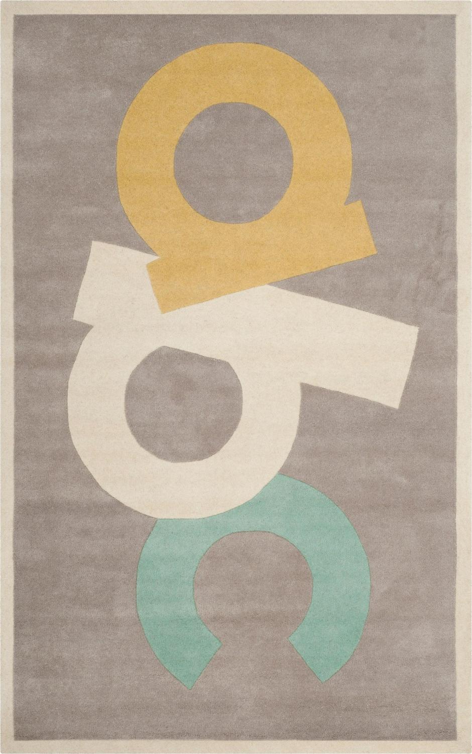 SAFAVIEH Martha Stewart ABC Wool Area Rug, Zinc, 4' x 6'