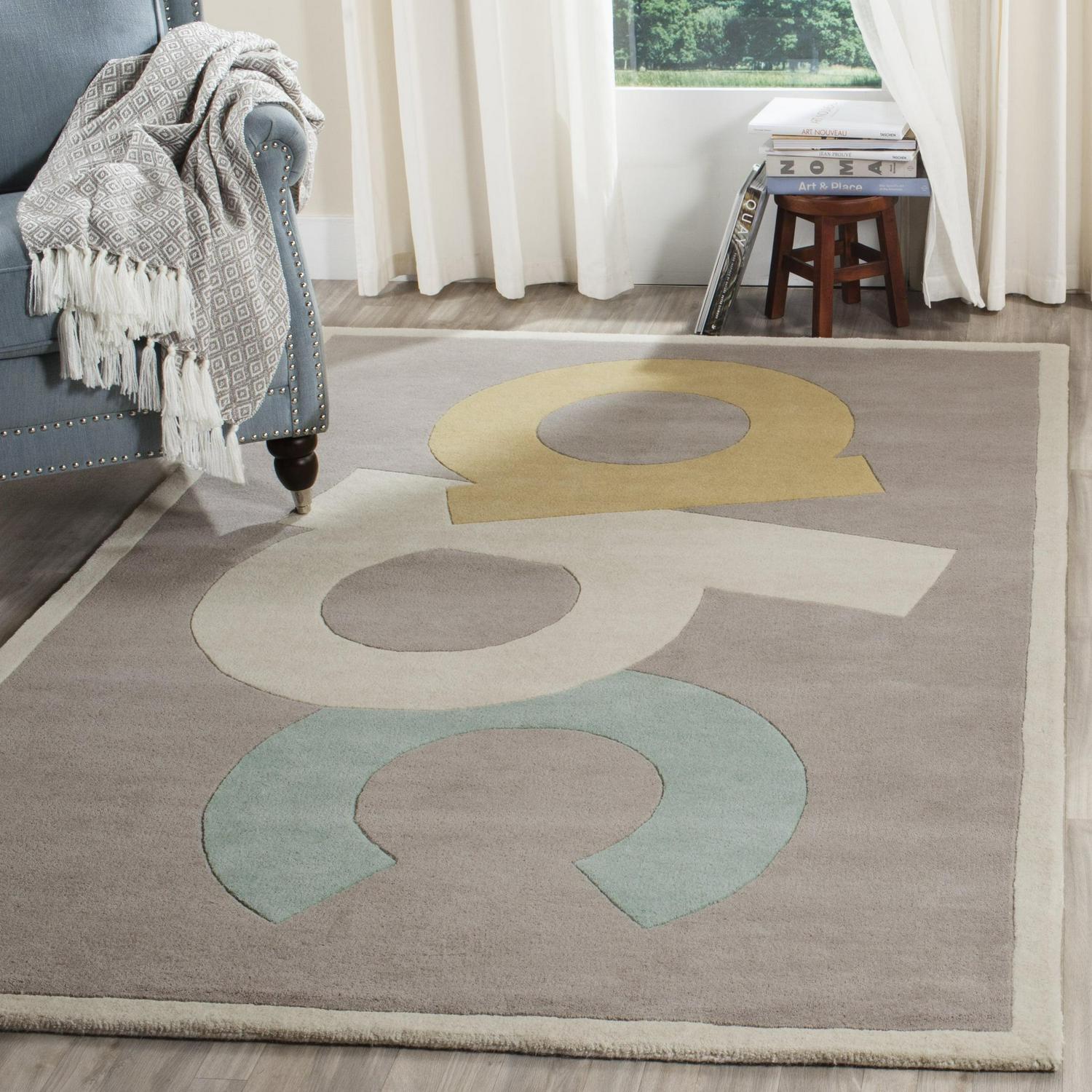 SAFAVIEH Martha Stewart ABC Wool Area Rug, Zinc, 4' x 6' - Image 3