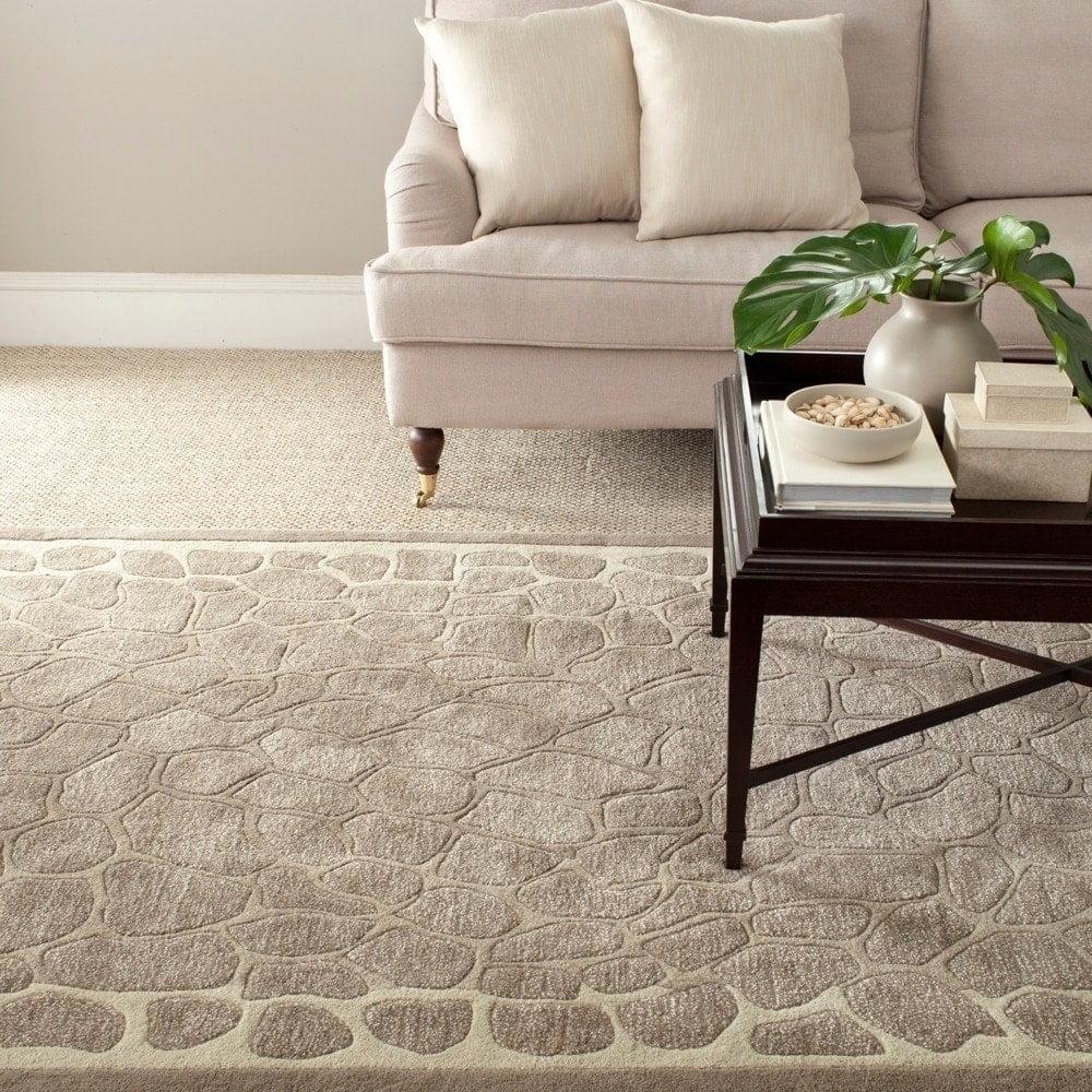 SAFAVIEH Martha Stewart Arusha Grassland Spotted Area Rug, Wheat Beige, 9' x 12' - Image 3