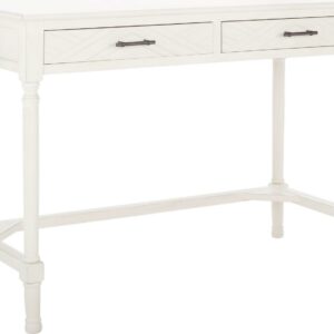 SAFAVIEH Mckinlee Solid Retro 2 Drawer Writing Desk, Distressed White