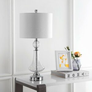 SAFAVIEH Mercury 25.5 in. H Crackle Glass Table Lamp, Clear/White, Set of 2