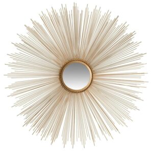 SAFAVIEH Metallic Frame Round Sunburst Mirror, Gold