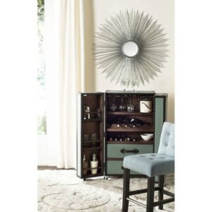 SAFAVIEH Metallic Frame Round Sunburst Mirror, Silver