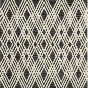 SAFAVIEH Micro-Loop Crispin Geometric Chevron Wool Area Rug, Charcoal/Ivory, 5' x 8'