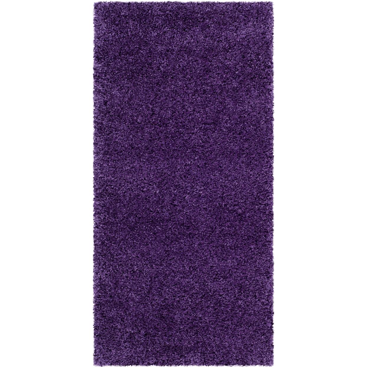 SAFAVIEH Milan Harlow Solid Plush Shag Area Rug, Purple, 5'1" x 8' - Image 3