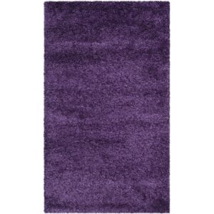 SAFAVIEH Milan Harlow Solid Plush Shag Area Rug, Purple, 3' x 5'