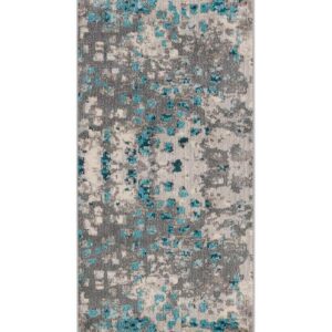 SAFAVIEH Monaco Driskoll Abstract Runner Rug, Grey/Light Blue, 2'2" x 12'