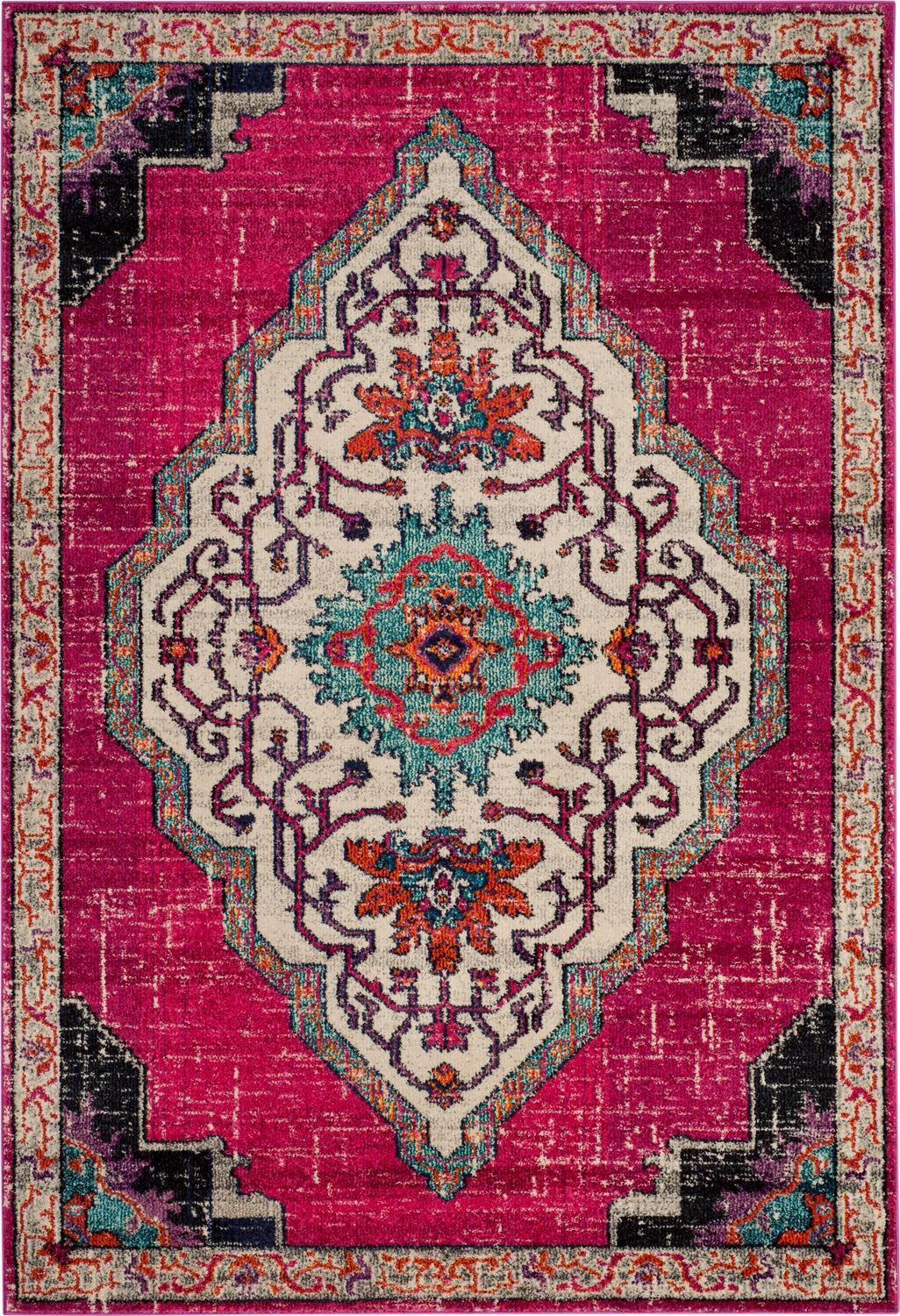 SAFAVIEH Monaco Trochez Traditional Area Rug, Pink/Multi, 5'1" x 7'7" - Image 2