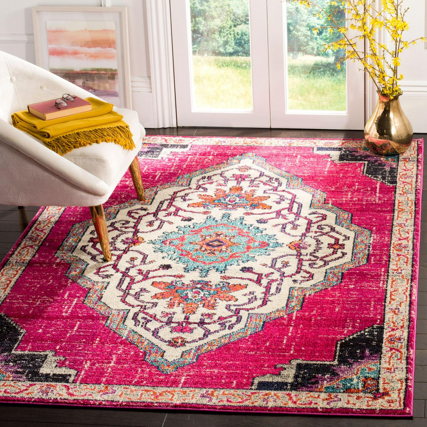 SAFAVIEH Monaco Trochez Traditional Area Rug, Pink/Multi, 5'1" x 7'7"