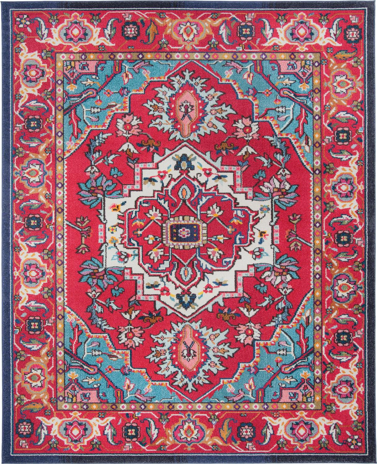 SAFAVIEH Monaco Vivyan Traditional Area Rug, Red/Turquoise, 9' x 12'
